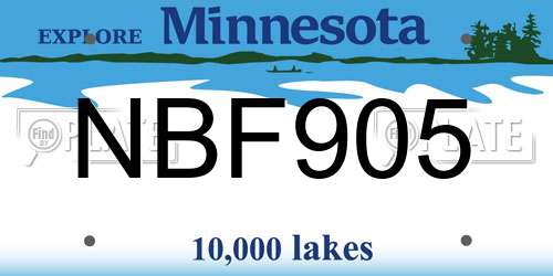 NBF905 Minnesota License Plate