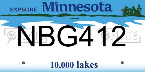 NBG412 Minnesota License Plate