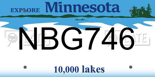 NBG746 Minnesota License Plate