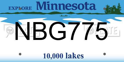 NBG775 Minnesota License Plate