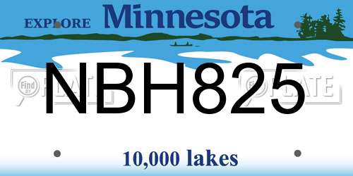 NBH825 Minnesota License Plate
