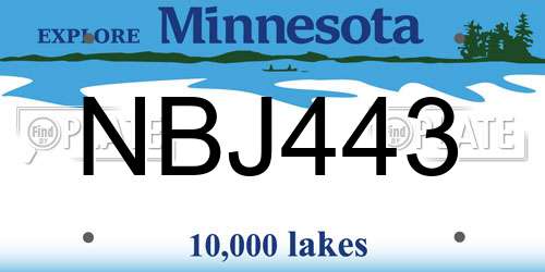 NBJ443 Minnesota License Plate