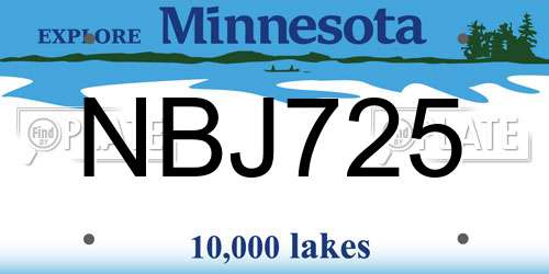 NBJ725 Minnesota License Plate