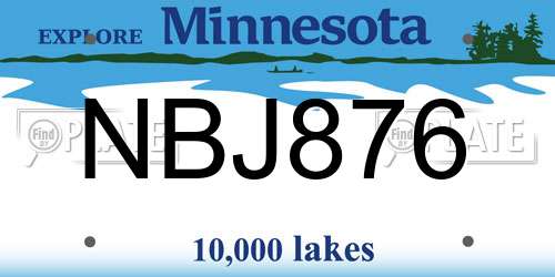 NBJ876 Minnesota License Plate