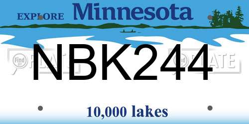 NBK244 Minnesota License Plate