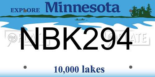 NBK294 Minnesota License Plate