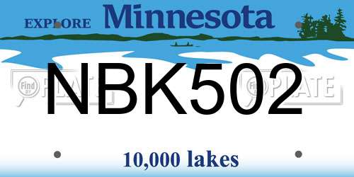NBK502 Minnesota License Plate