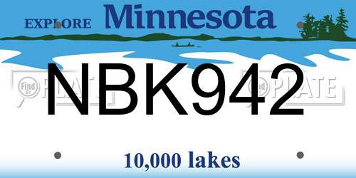 NBK942 Minnesota License Plate