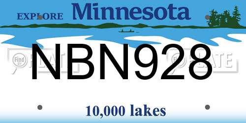 NBN928 Minnesota License Plate