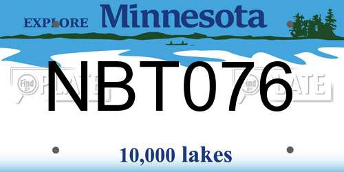 NBT076 Minnesota License Plate