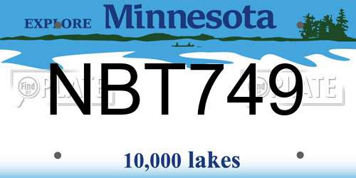 NBT749 Minnesota License Plate