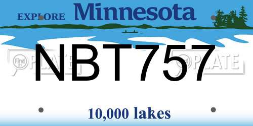 NBT757 Minnesota License Plate