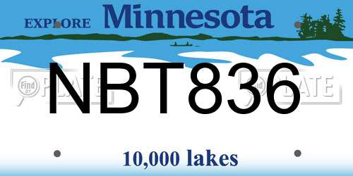 NBT836 Minnesota License Plate