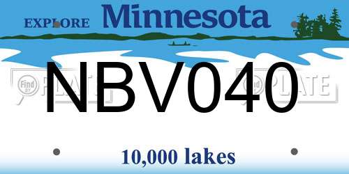NBV040 Minnesota License Plate