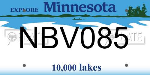 NBV085 Minnesota License Plate