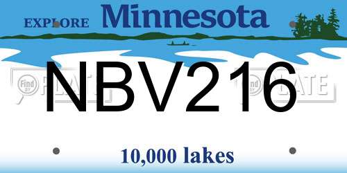 NBV216 Minnesota License Plate