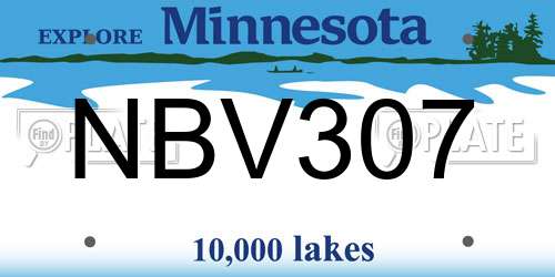 NBV307 Minnesota License Plate