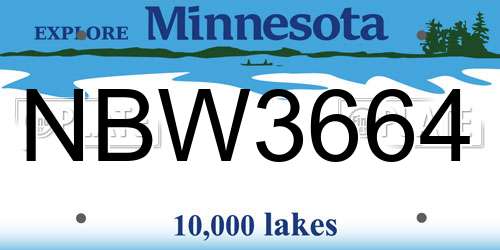 NBW3664 Minnesota License Plate