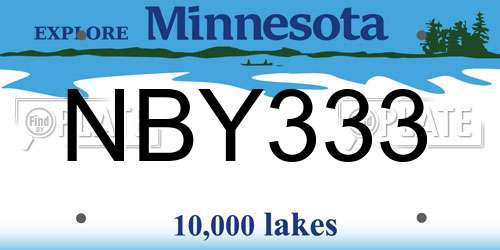 NBY333 Minnesota License Plate
