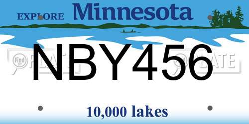 NBY456 Minnesota License Plate