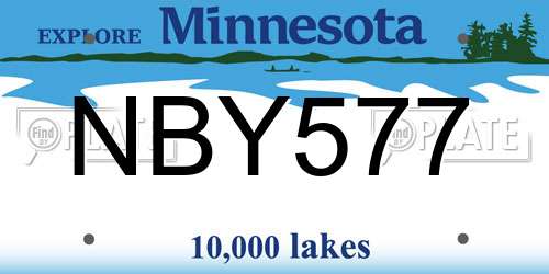 NBY577 Minnesota License Plate