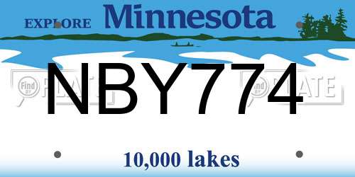 NBY774 Minnesota License Plate
