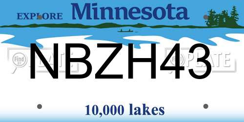 NBZH43 Minnesota License Plate