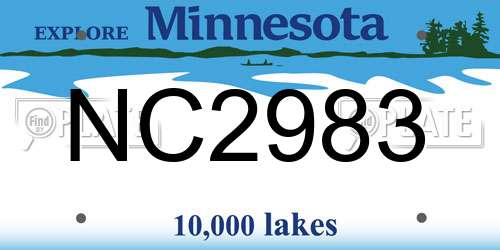 NC2983 Minnesota License Plate