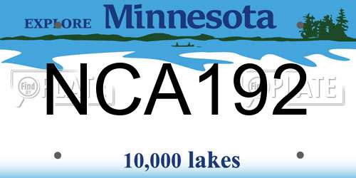 NCA192 Minnesota License Plate