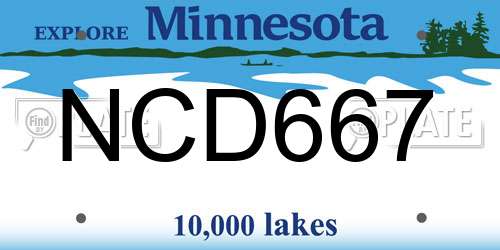 NCD667 Minnesota License Plate