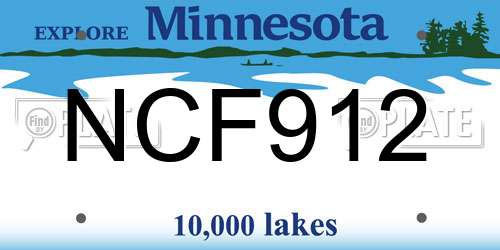 NCF912 Minnesota License Plate