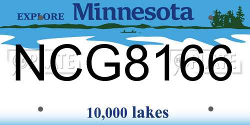 NCG8166 Minnesota License Plate