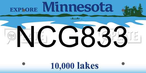 NCG833 Minnesota License Plate