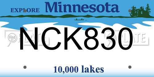 NCK830 Minnesota License Plate