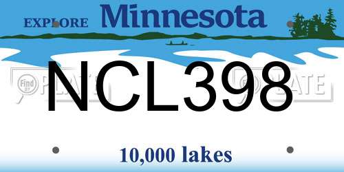 NCL398 Minnesota License Plate