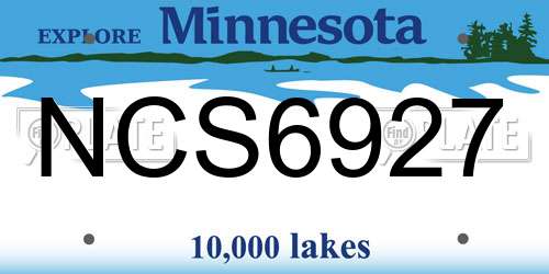 NCS6927 Minnesota License Plate
