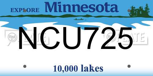 NCU725 Minnesota License Plate