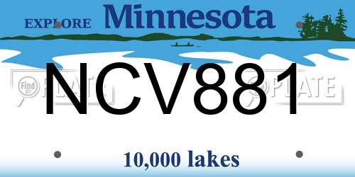 NCV881 Minnesota License Plate