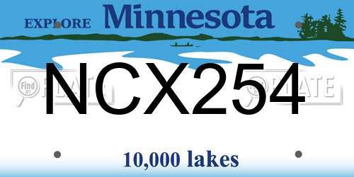 NCX254 Minnesota License Plate