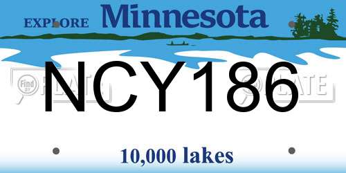NCY186 Minnesota License Plate