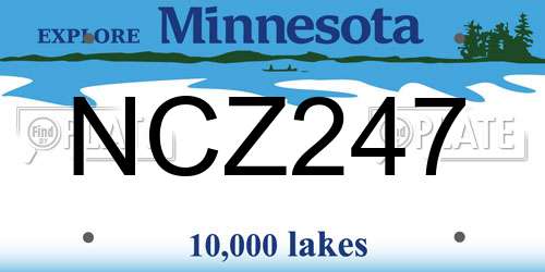 NCZ247 Minnesota License Plate