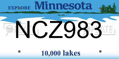 NCZ983 Minnesota License Plate