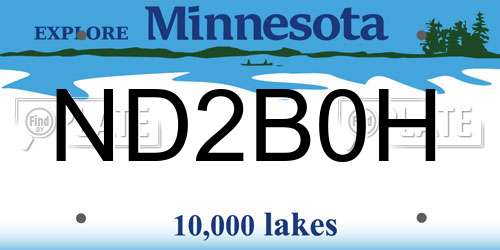 ND2B0H Minnesota License Plate