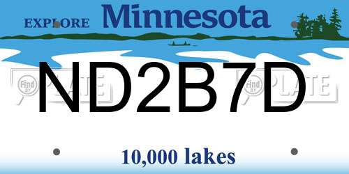 ND2B7D Minnesota License Plate