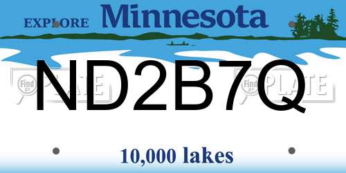ND2B7Q Minnesota License Plate
