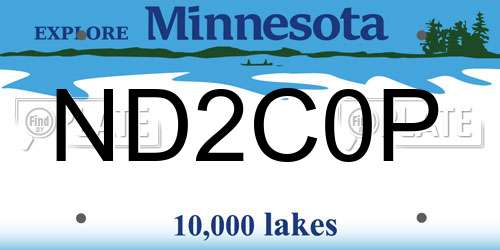 ND2C0P Minnesota License Plate
