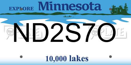 ND2S7O Minnesota License Plate