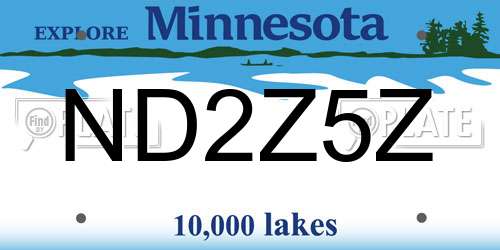 ND2Z5Z Minnesota License Plate