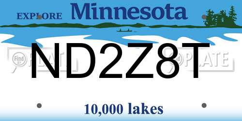 ND2Z8T Minnesota License Plate