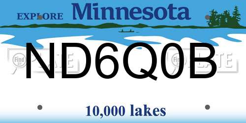 ND6Q0B Minnesota License Plate